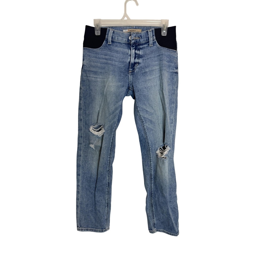 Joes Jeans The Bobby Women 25 Blue Distressed Mid Rise Boyfriend Denim Maternity